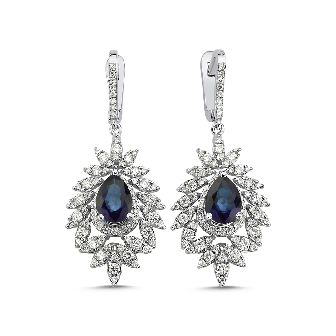 3.08 ct Pırlanta Renkli Taşlı Küpeler
